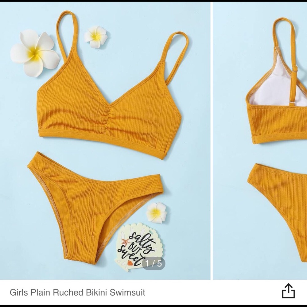 Shein yellow ridged bikini